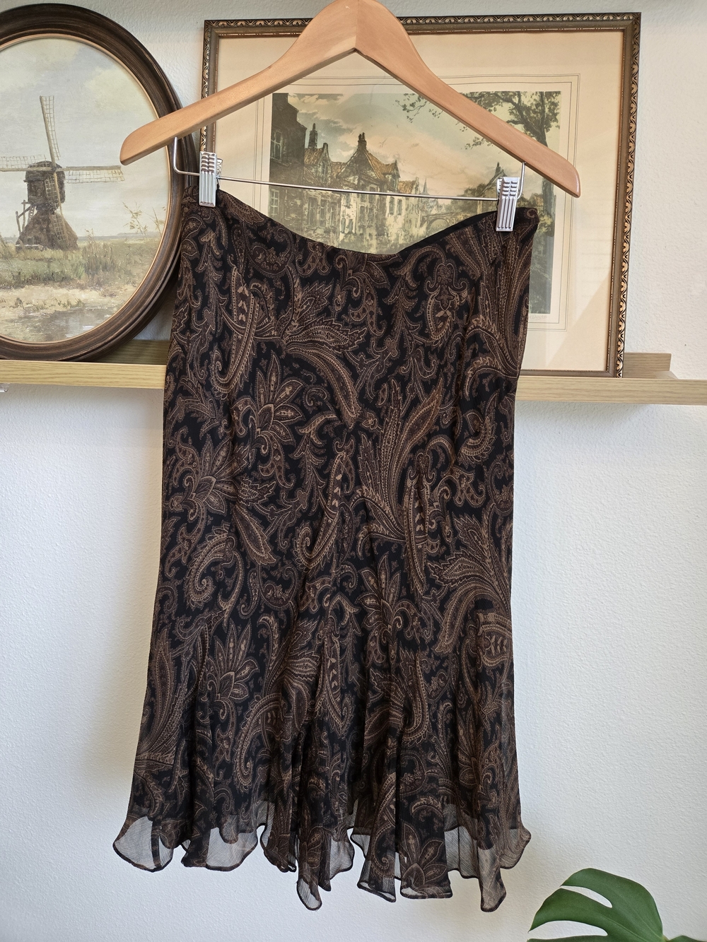 Lauren Ralph Lauren Brown Paisley Midi Skirt | Size Medium